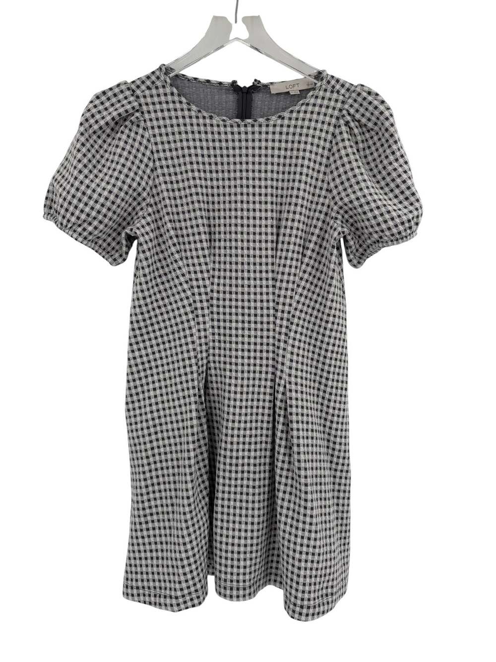 ANN TAYLOR LOFT Mini Dress Size 4 Petite Black White Plaid